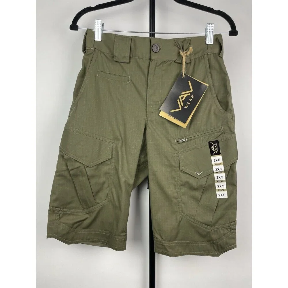 Vav Wear Olive Green Slim‎ Cargo Ripstop Multipocket Shorts XXS
